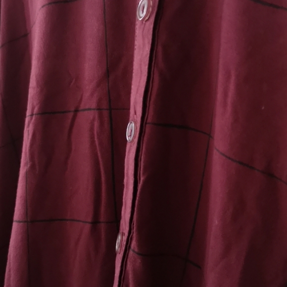 Alfred Sung Long-Sleeve, XXL, wine & check pattern - Picture 3 of 5